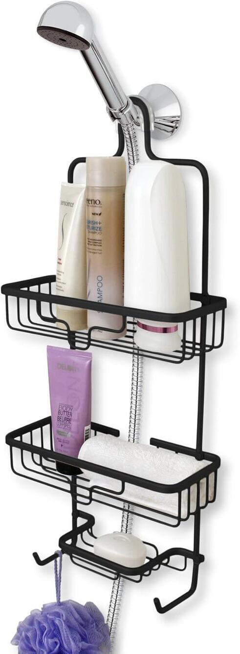 Splash Home Kohala Bathroom Organizers Shower Caddy, 24 x 5 x 11 Matte Black